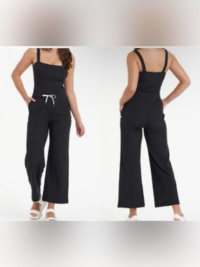 Vuori Mudra Jumpsuit Ribbed, Wide-Leg, Black Women’s